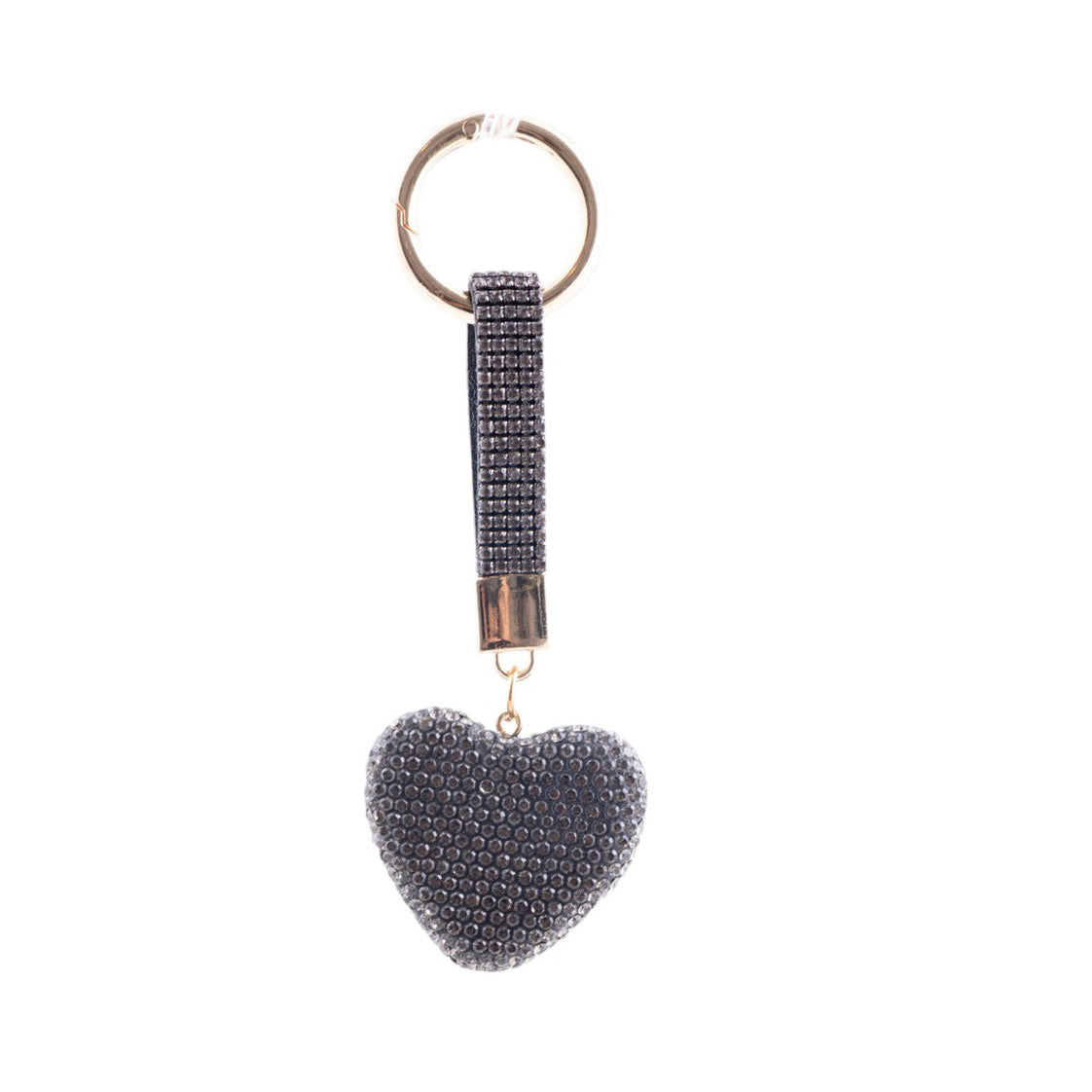 Portachiavi con cuore piatto decorato da micro strass e cinturino luminoso