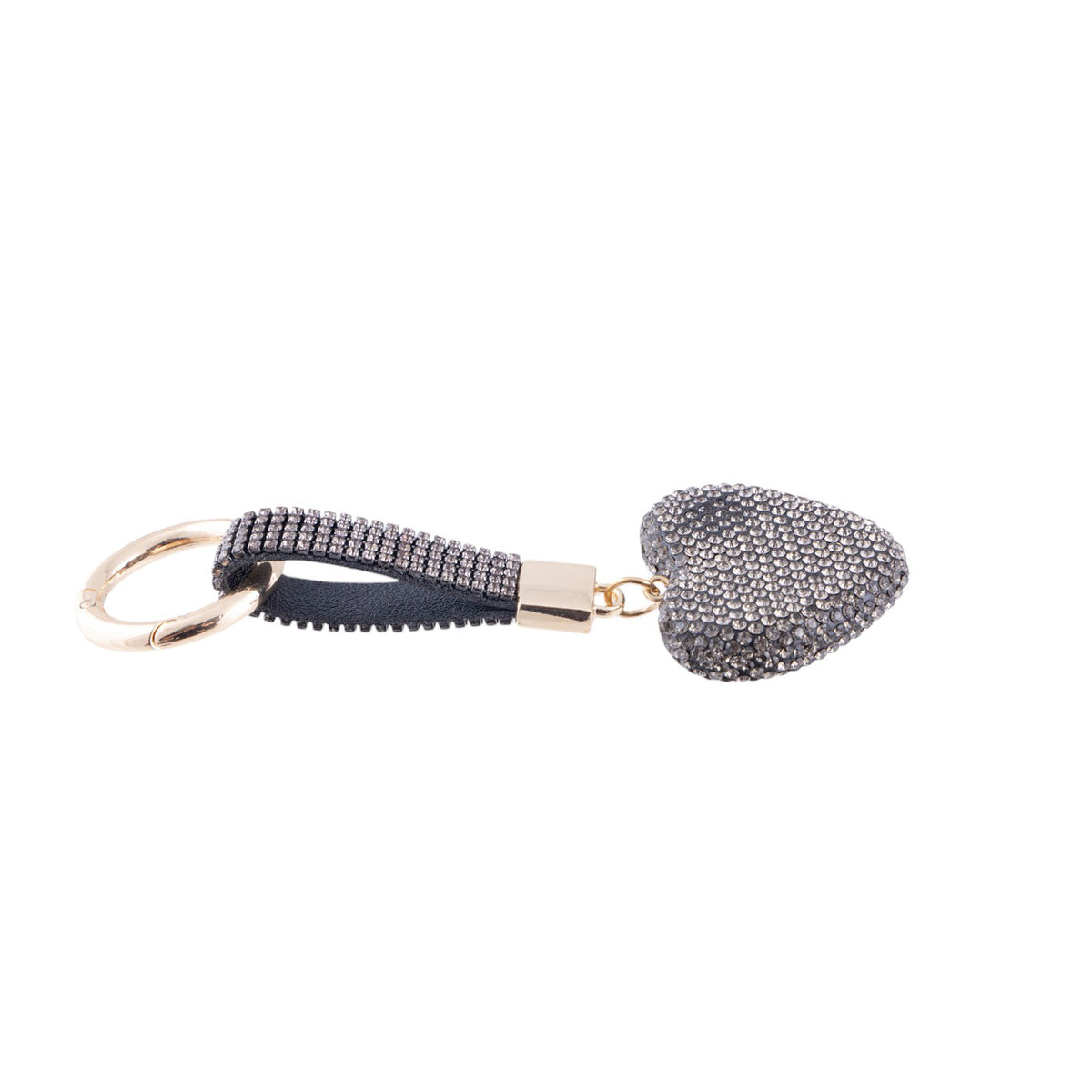 Portachiavi con cuore piatto decorato da micro strass e cinturino luminoso