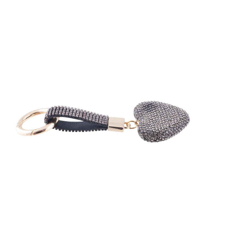 Portachiavi con cuore piatto decorato da micro strass e cinturino luminoso