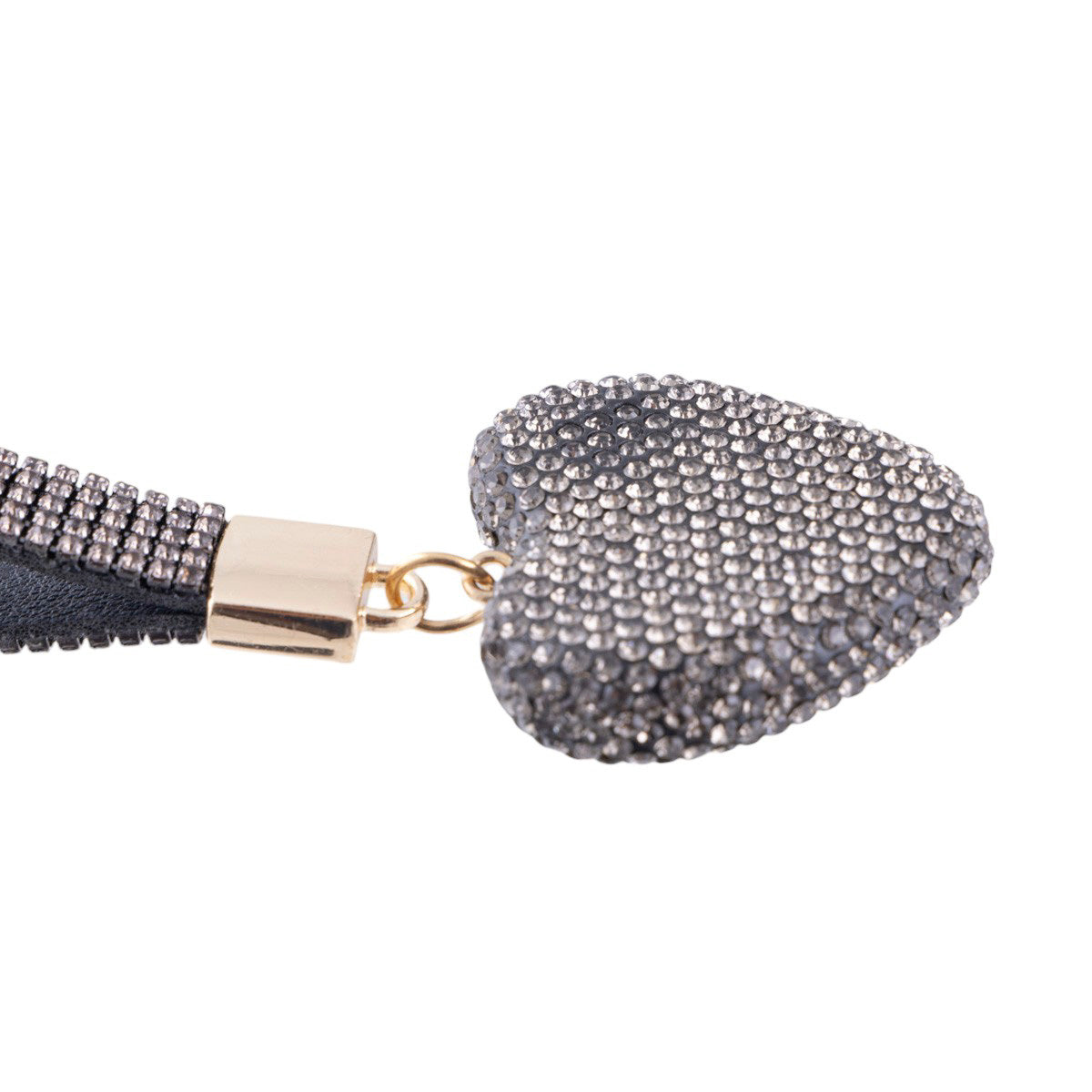 Portachiavi con cuore piatto decorato da micro strass e cinturino luminoso