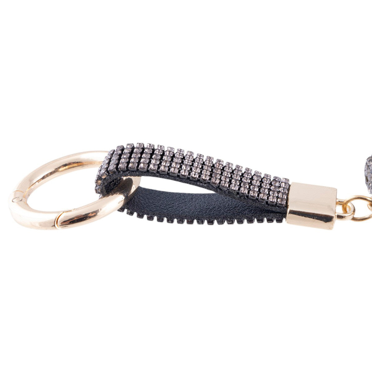 Portachiavi con cuore piatto decorato da micro strass e cinturino luminoso