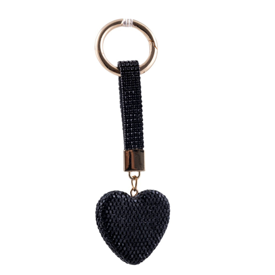 Portachiavi con cuore piatto decorato da micro strass e cinturino luminoso