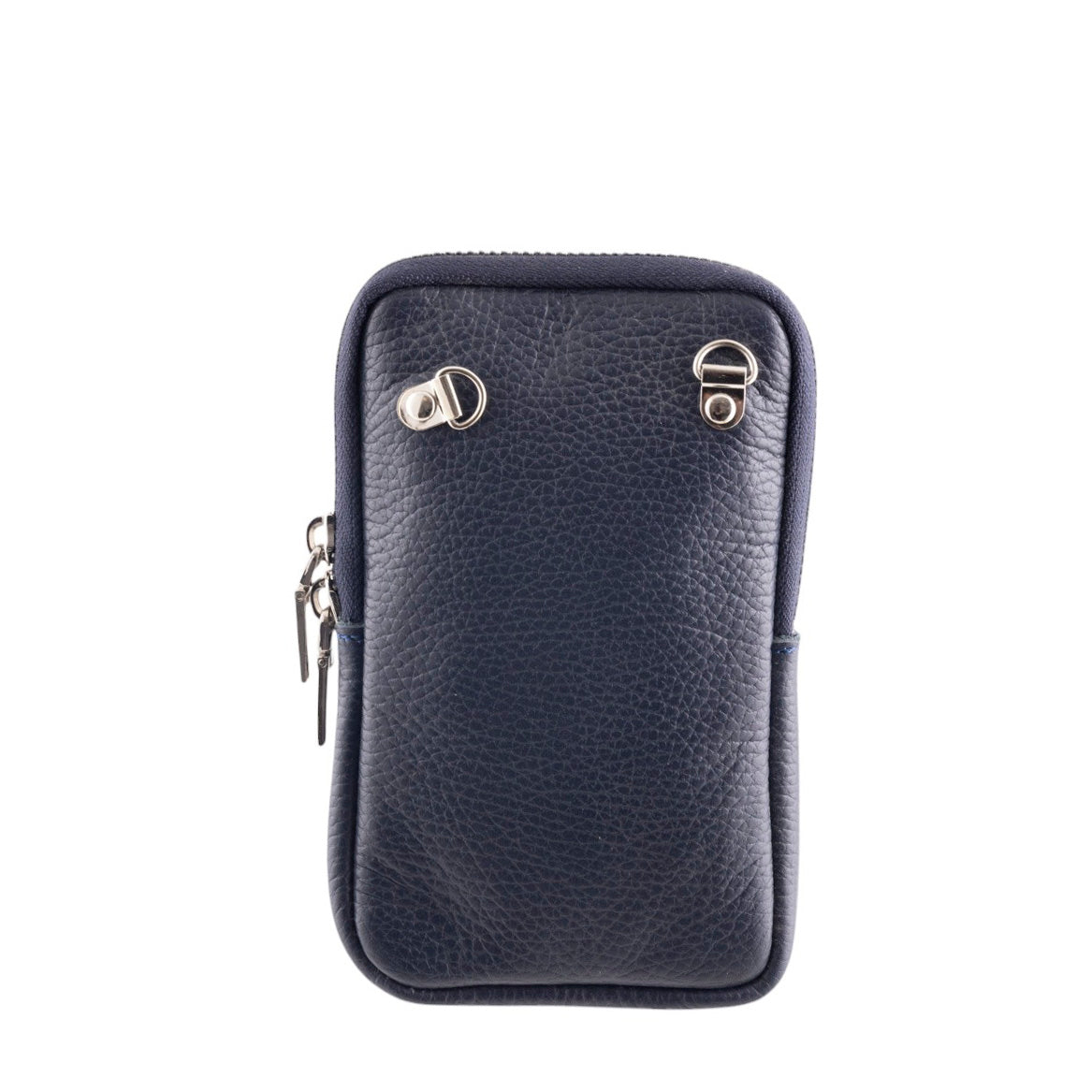 Borsa portacellulare donna in vera pelle con tracolla regolabile e chiusura zip
