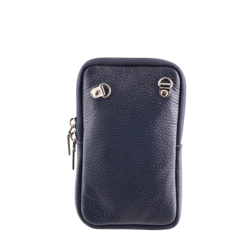 Borsa portacellulare donna in vera pelle con tracolla regolabile e chiusura zip