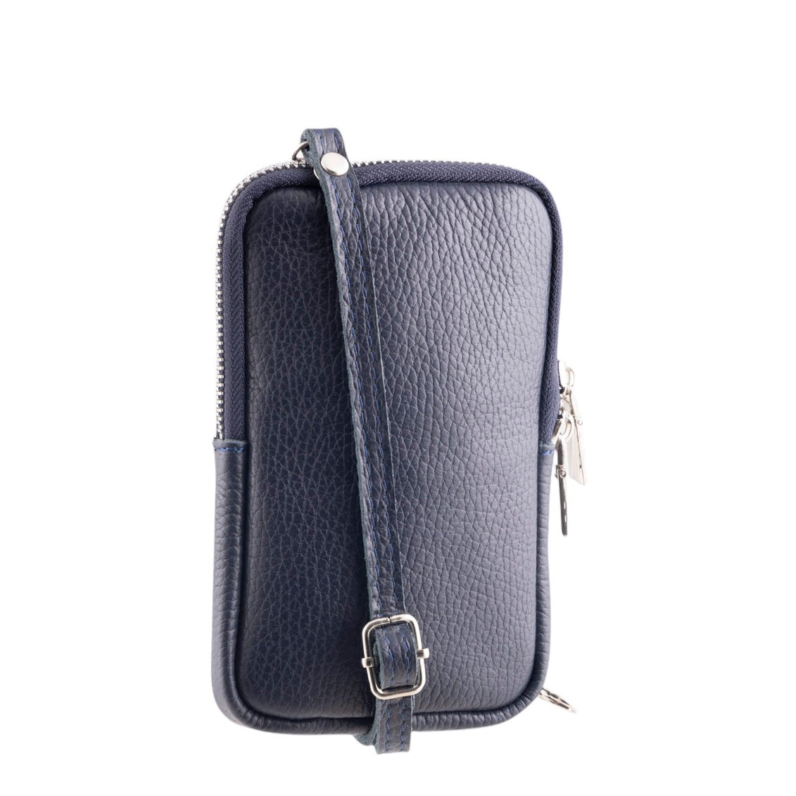 Borsa portacellulare donna in vera pelle con tracolla regolabile e chiusura zip
