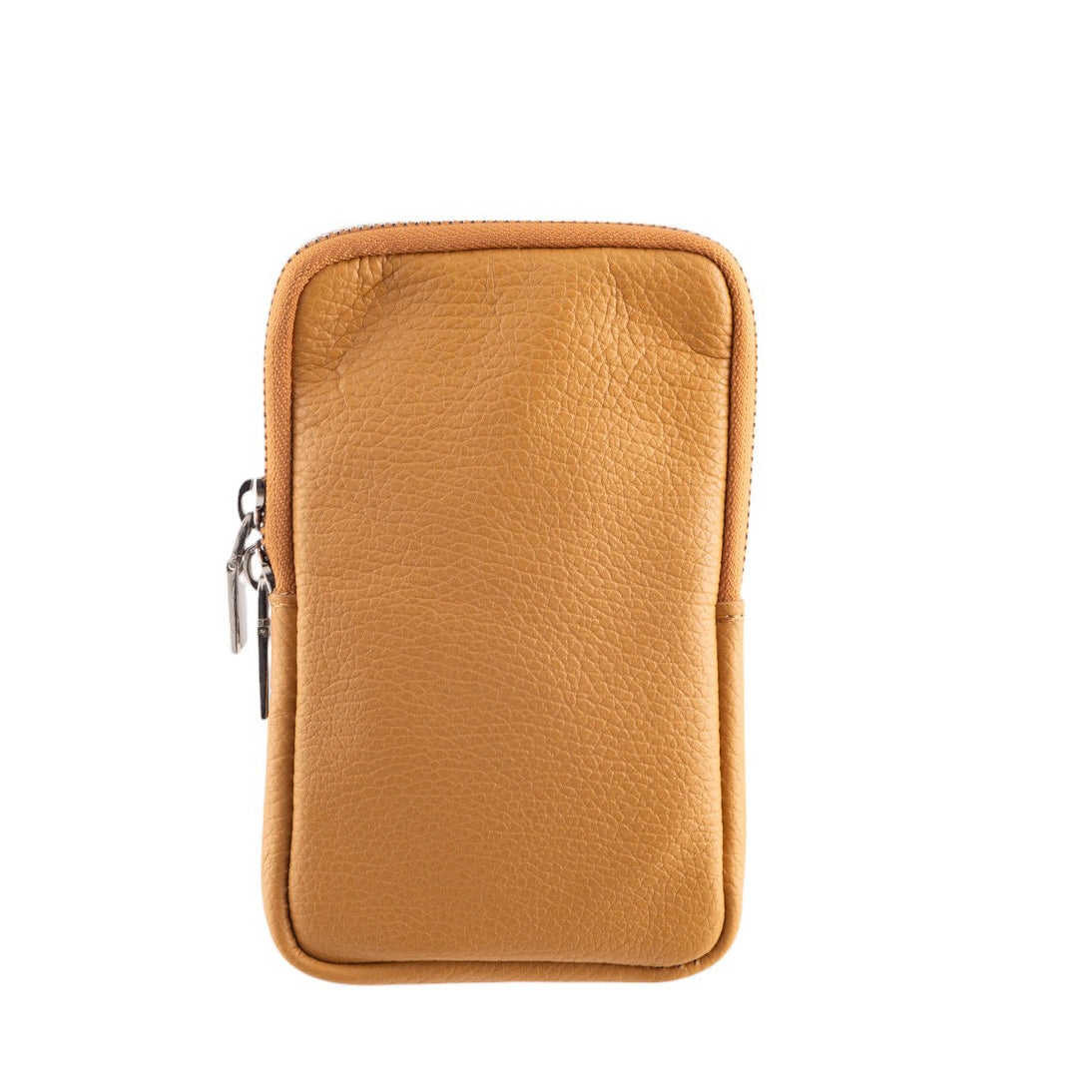 Borsa portacellulare donna in vera pelle con tracolla regolabile e chiusura zip