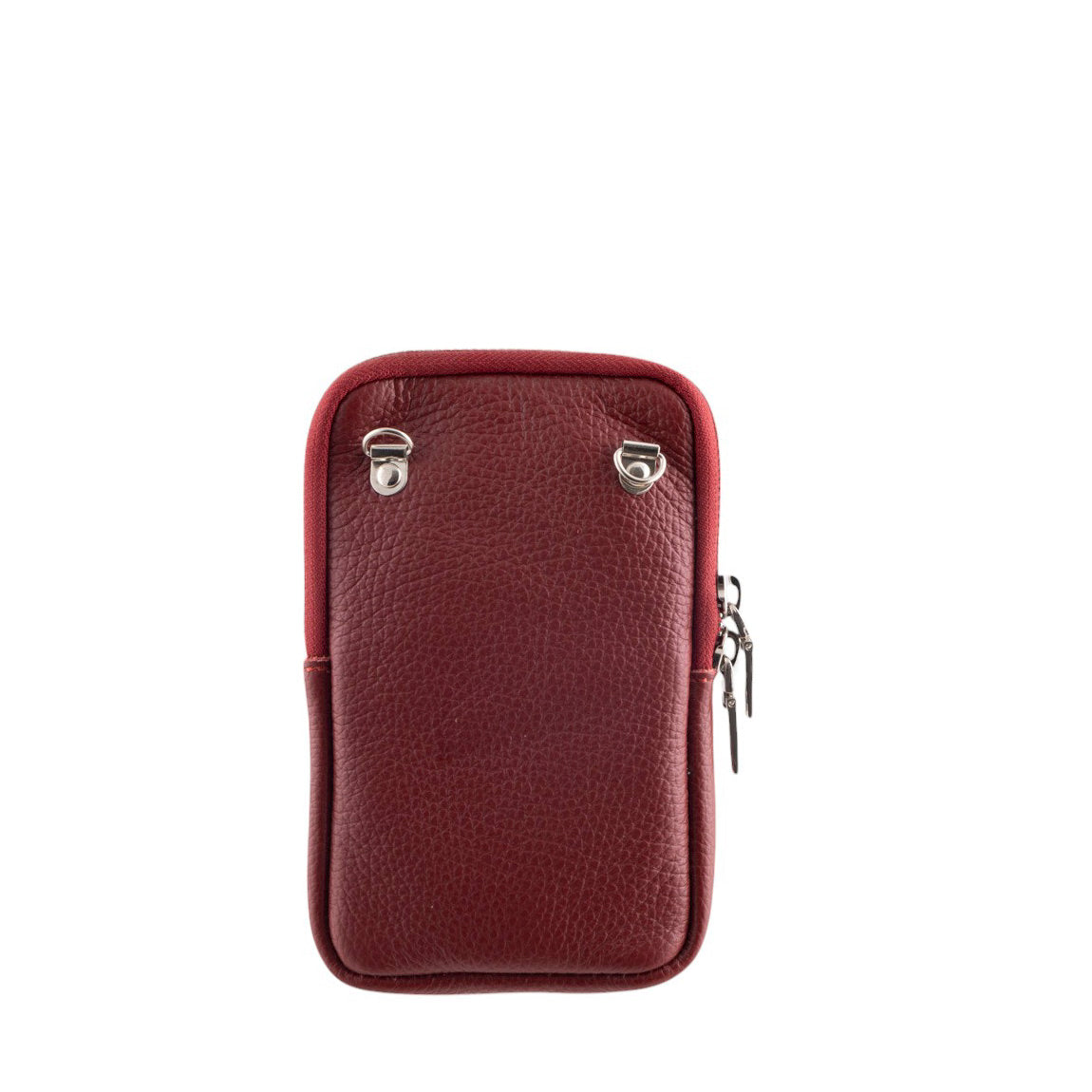 Borsa portacellulare donna in vera pelle con tracolla regolabile e chiusura zip