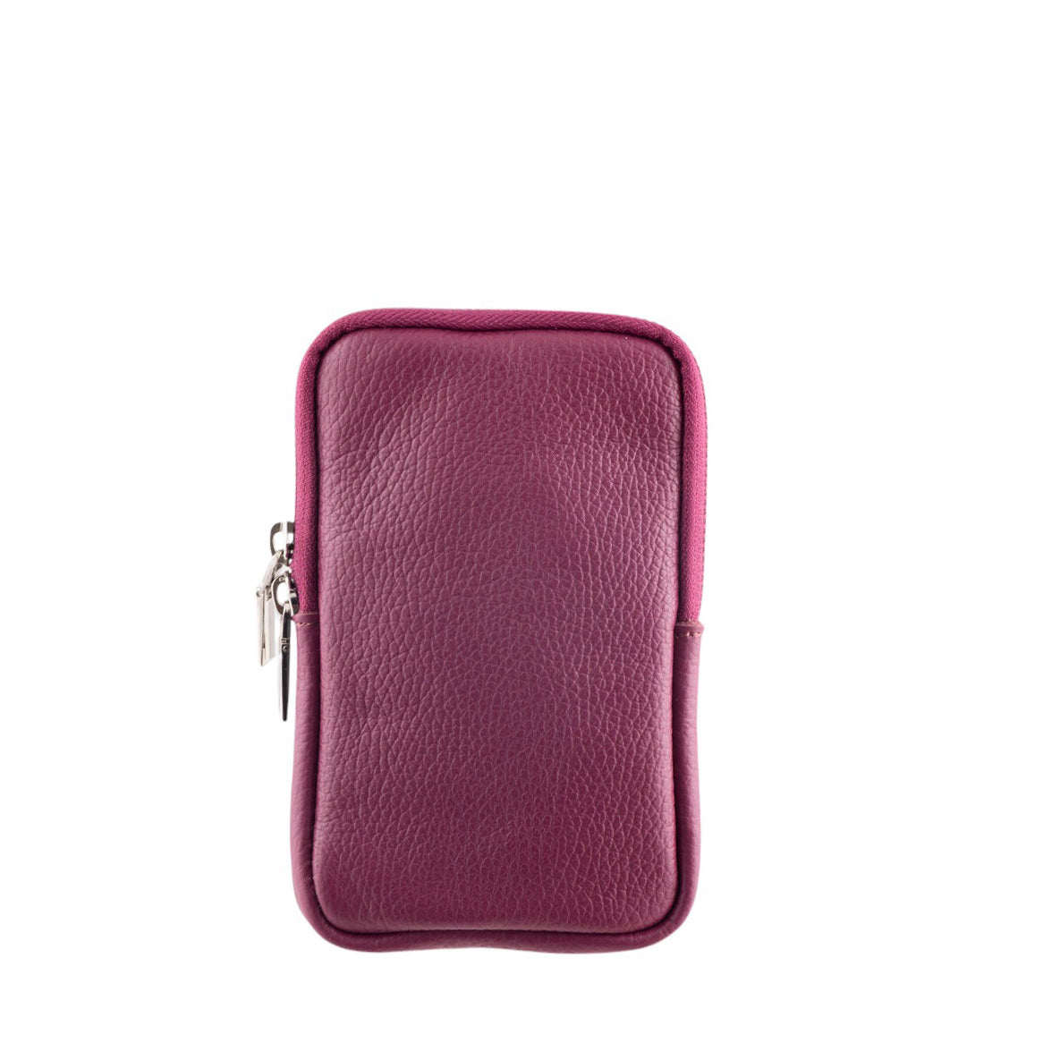 Borsa portacellulare donna in vera pelle con tracolla regolabile e chiusura zip