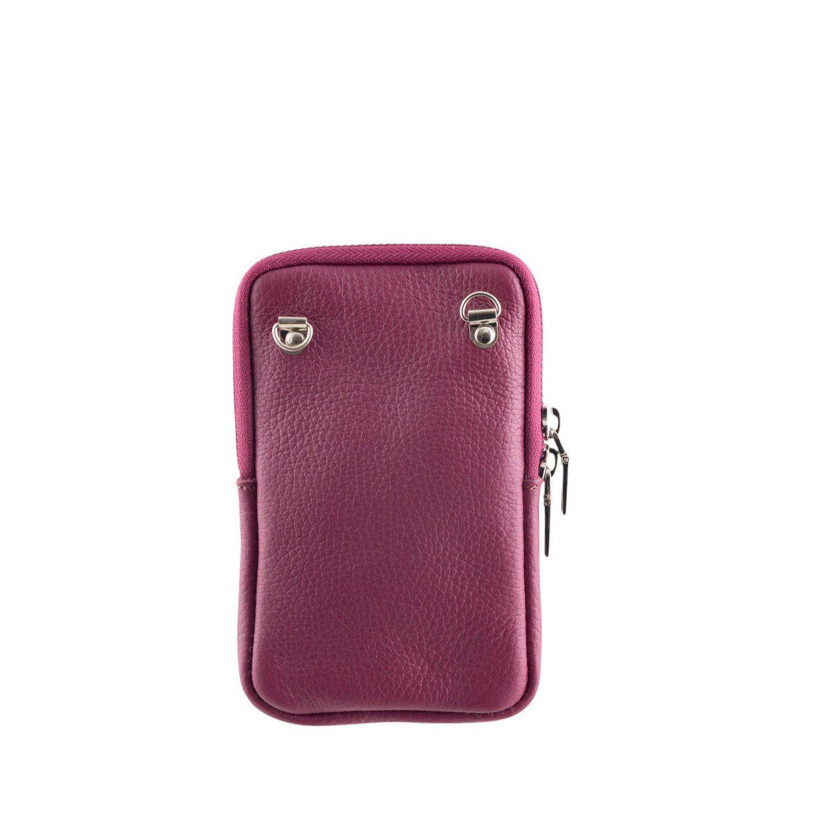 Borsa portacellulare donna in vera pelle con tracolla regolabile e chiusura zip