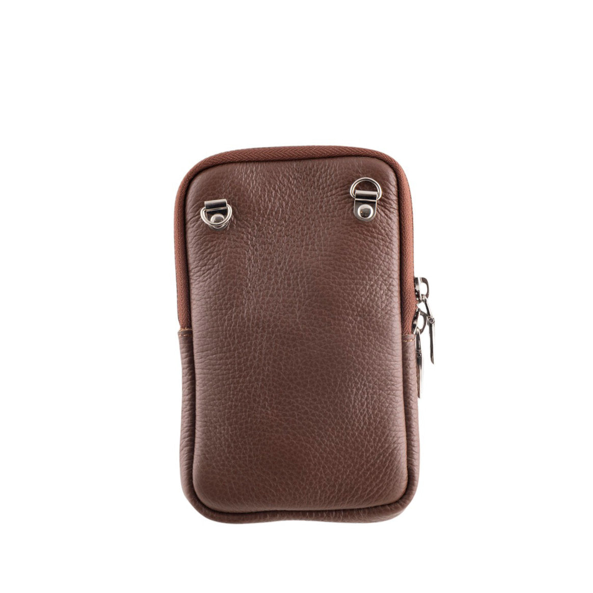 Borsa portacellulare donna in vera pelle con tracolla regolabile e chiusura zip