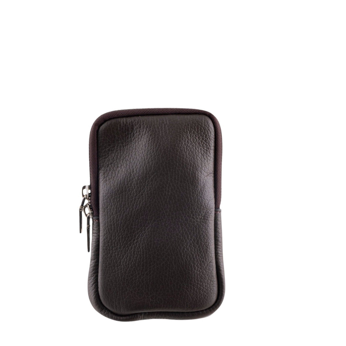 Borsa portacellulare donna in vera pelle con tracolla regolabile e chiusura zip