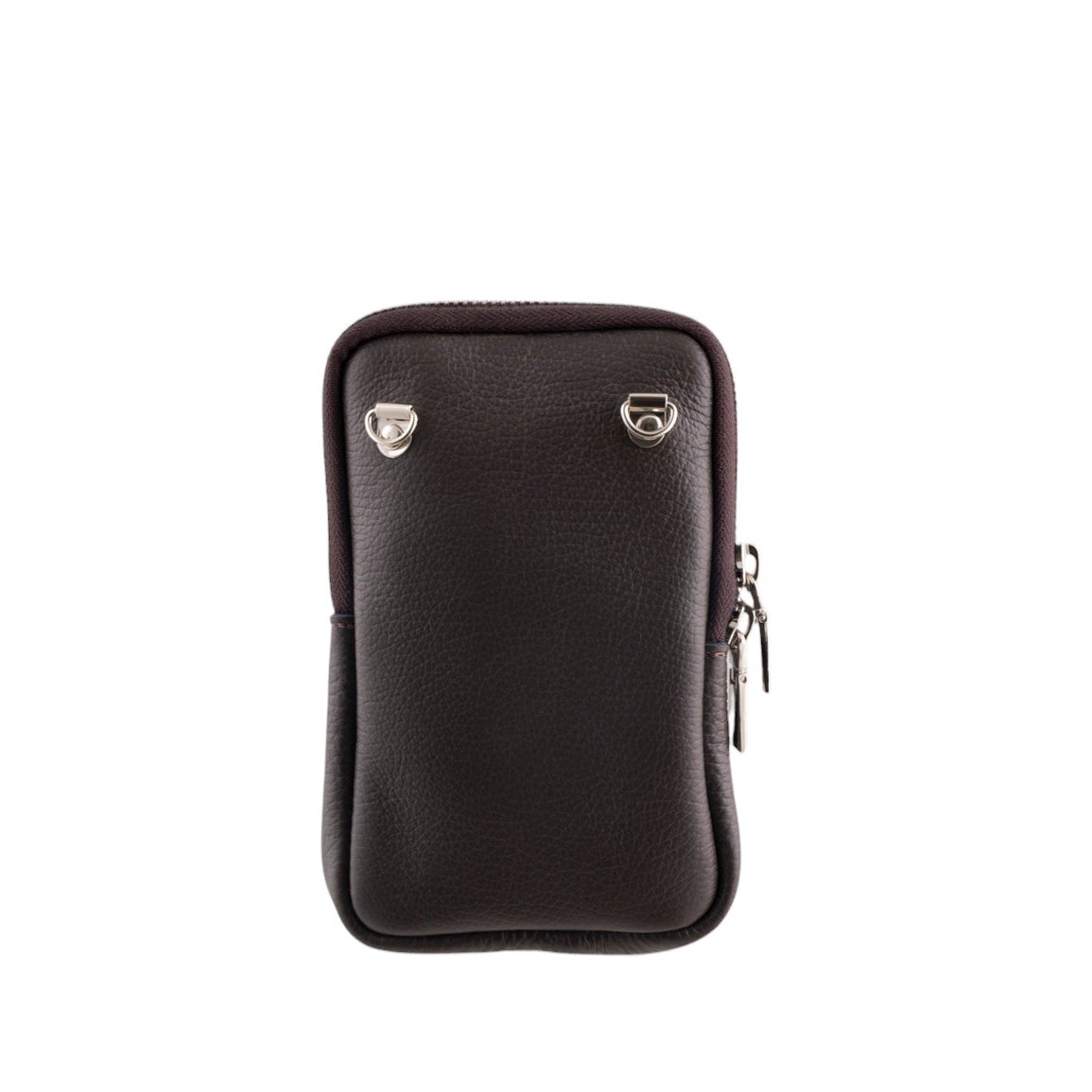 Borsa portacellulare donna in vera pelle con tracolla regolabile e chiusura zip
