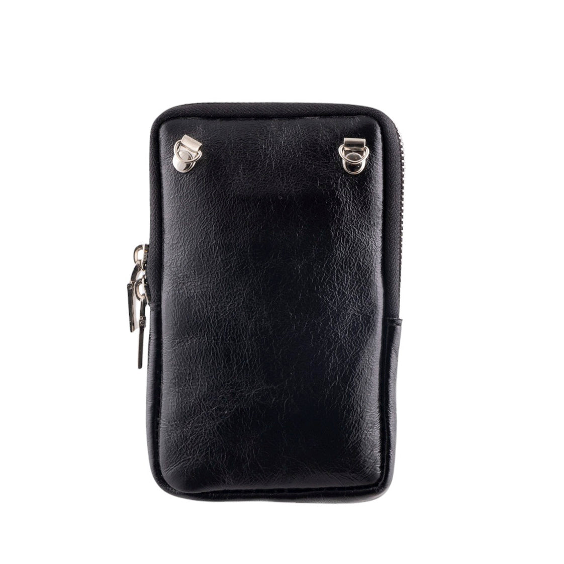 Borsa portacellulare donna in vera pelle con tracolla regolabile e chiusura zip