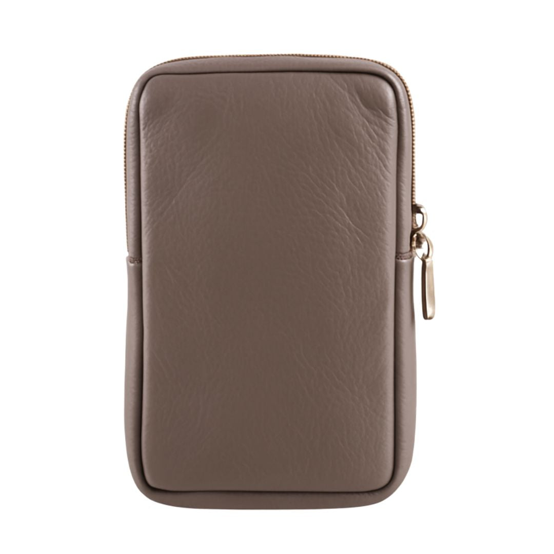 Borsa portacellulare donna in vera pelle con tracolla regolabile e chiusura zip