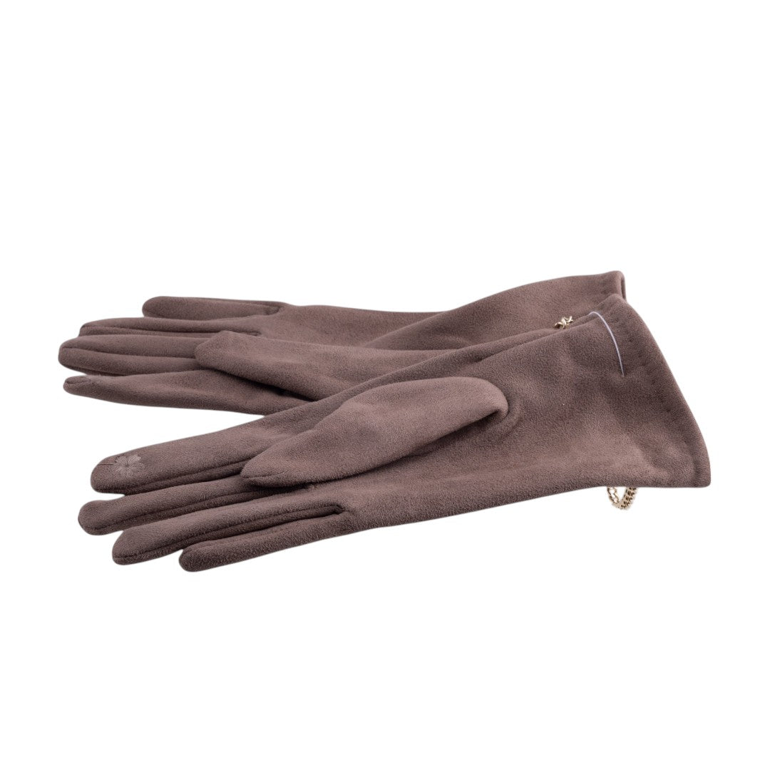 Guanti touch con catenella decorativa con scamosciato morbido e interno termico
