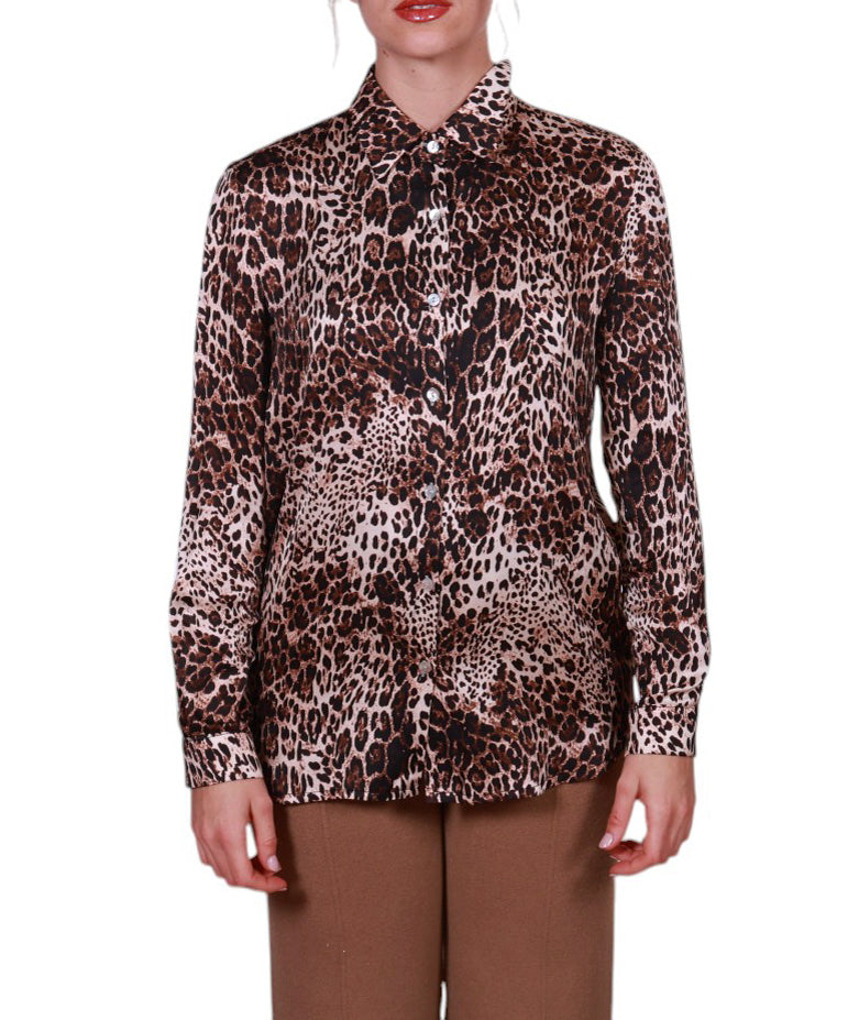 Camicia donna fantasia maculata in viscosa Made in Italy