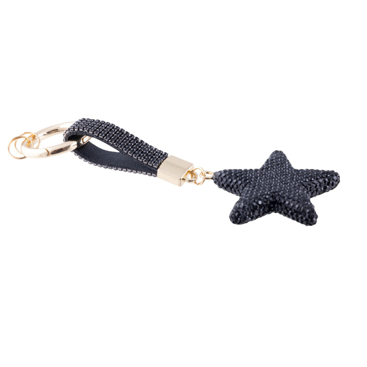 Portachiavi stella con strass e finiture metalliche dorate effetto brillante