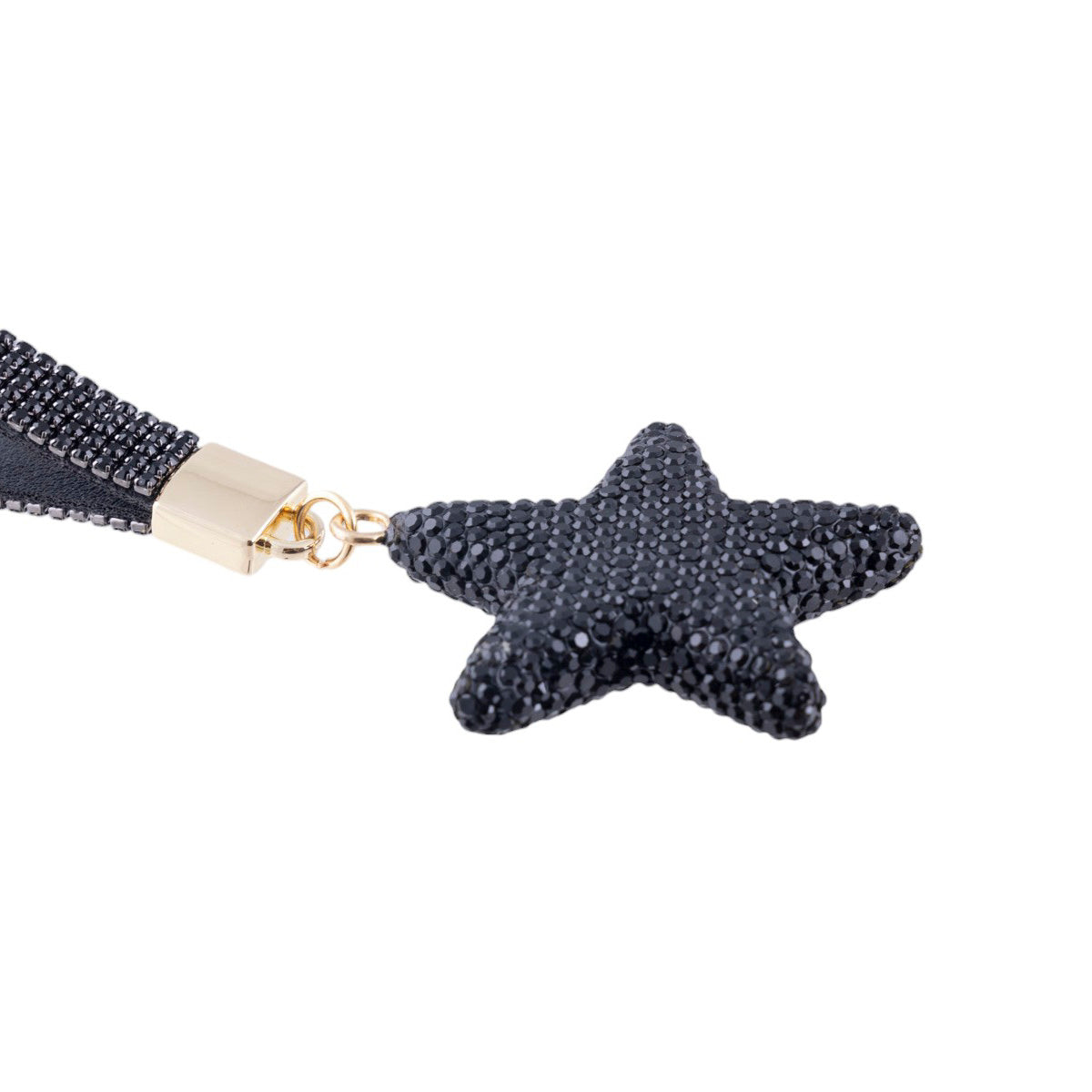 Portachiavi stella con strass e finiture metalliche dorate effetto brillante