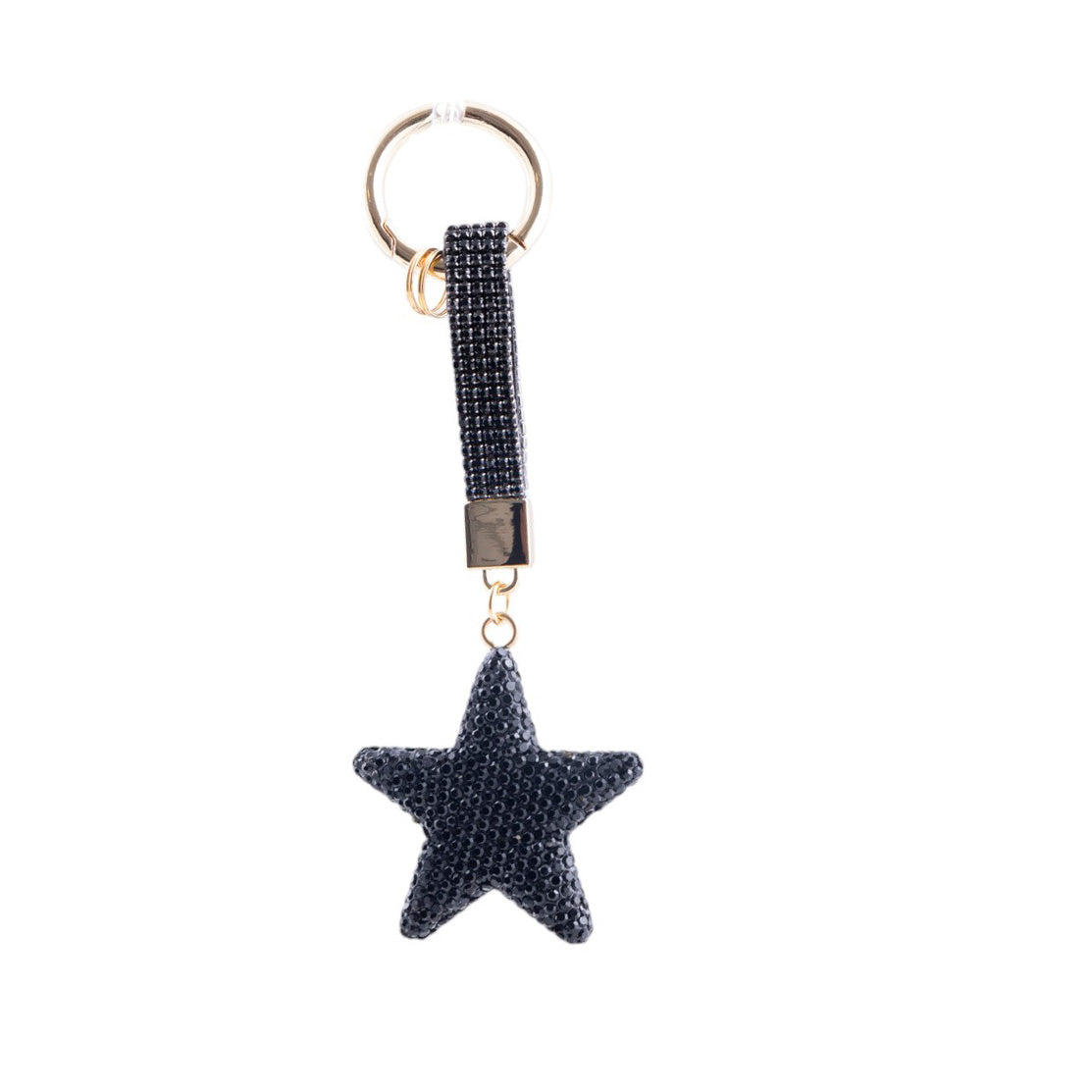Portachiavi stella con strass e finiture metalliche dorate effetto brillante