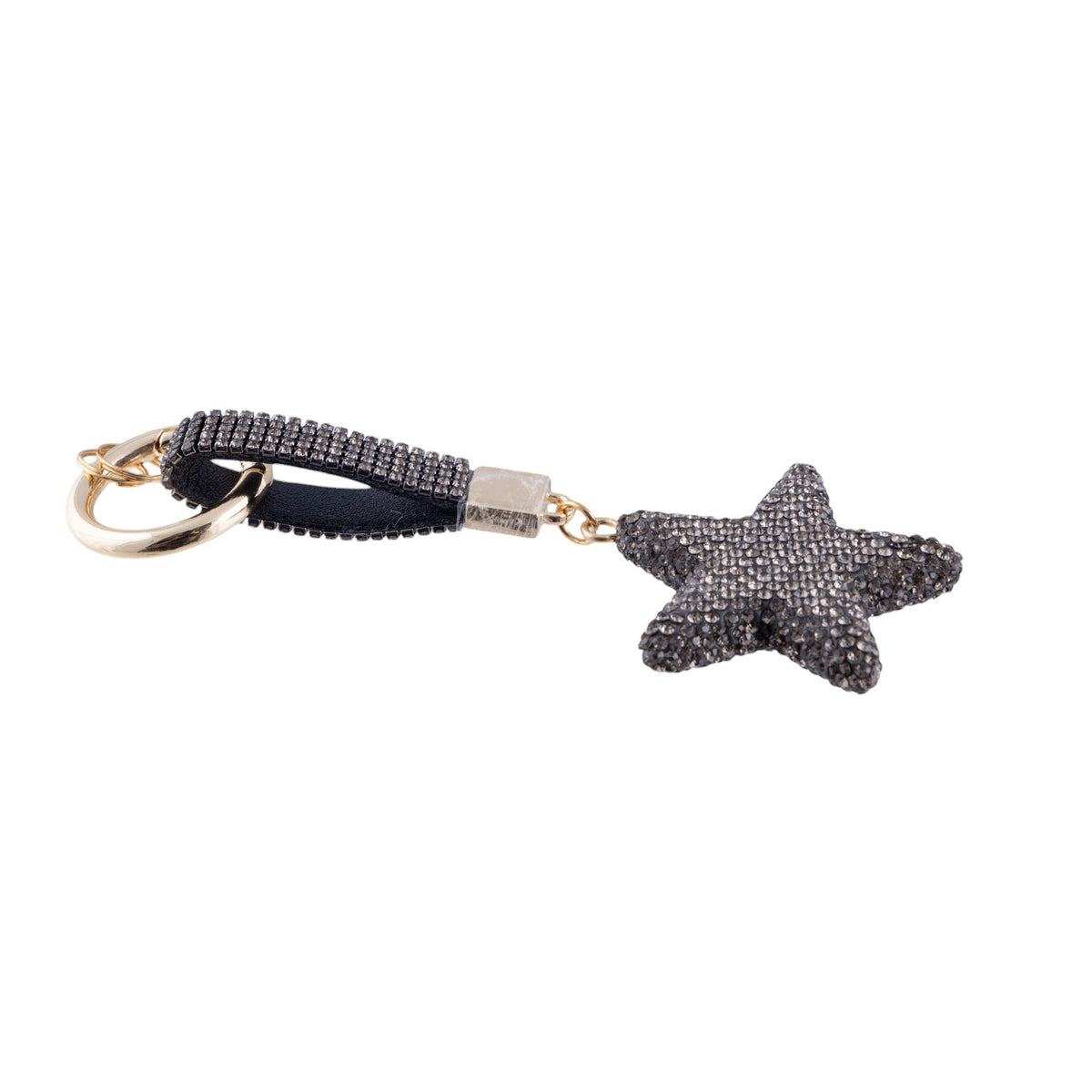 Portachiavi stella con strass e finiture metalliche dorate effetto brillante