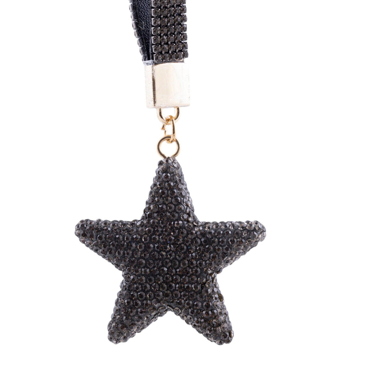 Portachiavi stella con strass e finiture metalliche dorate effetto brillante