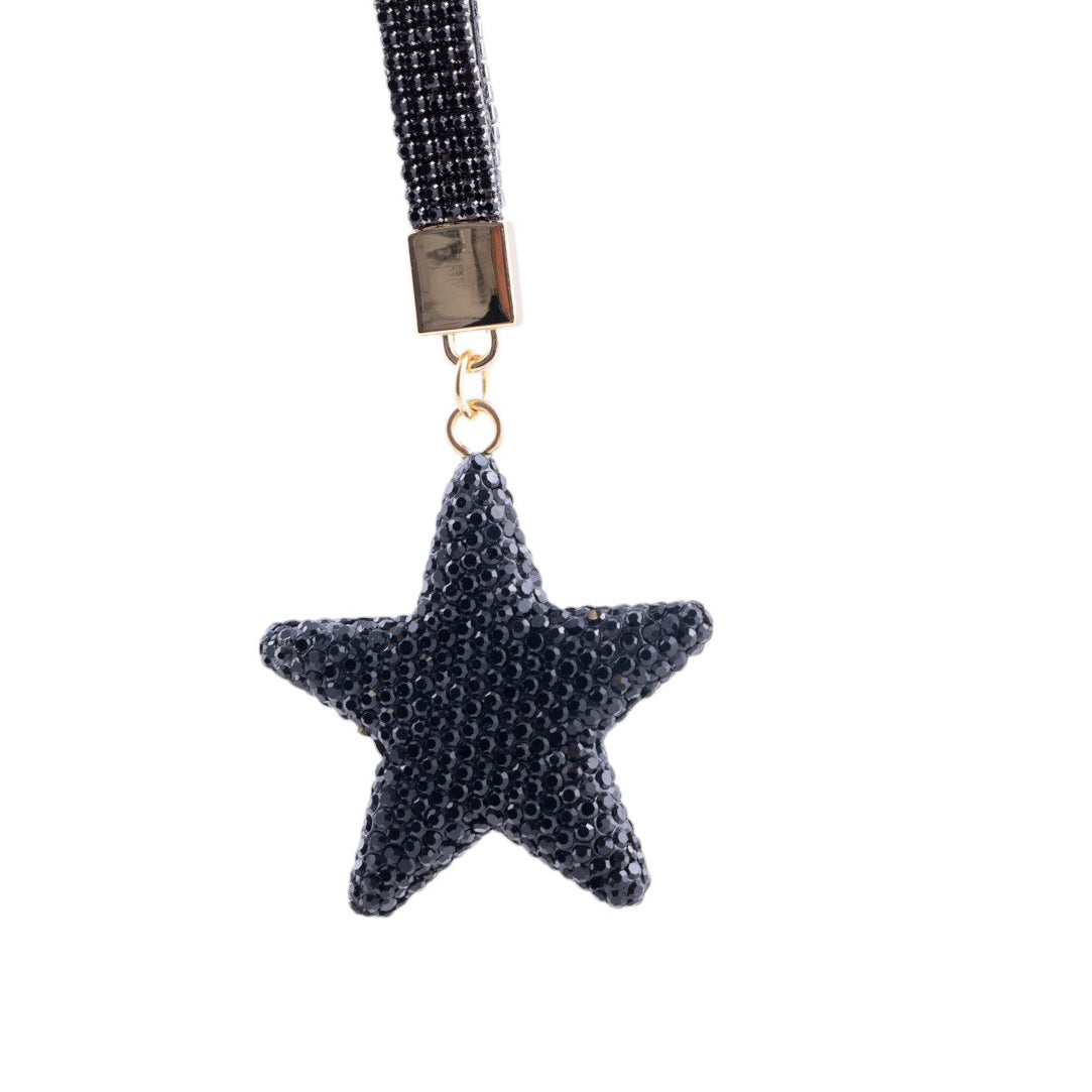 Portachiavi stella con strass e finiture metalliche dorate effetto brillante