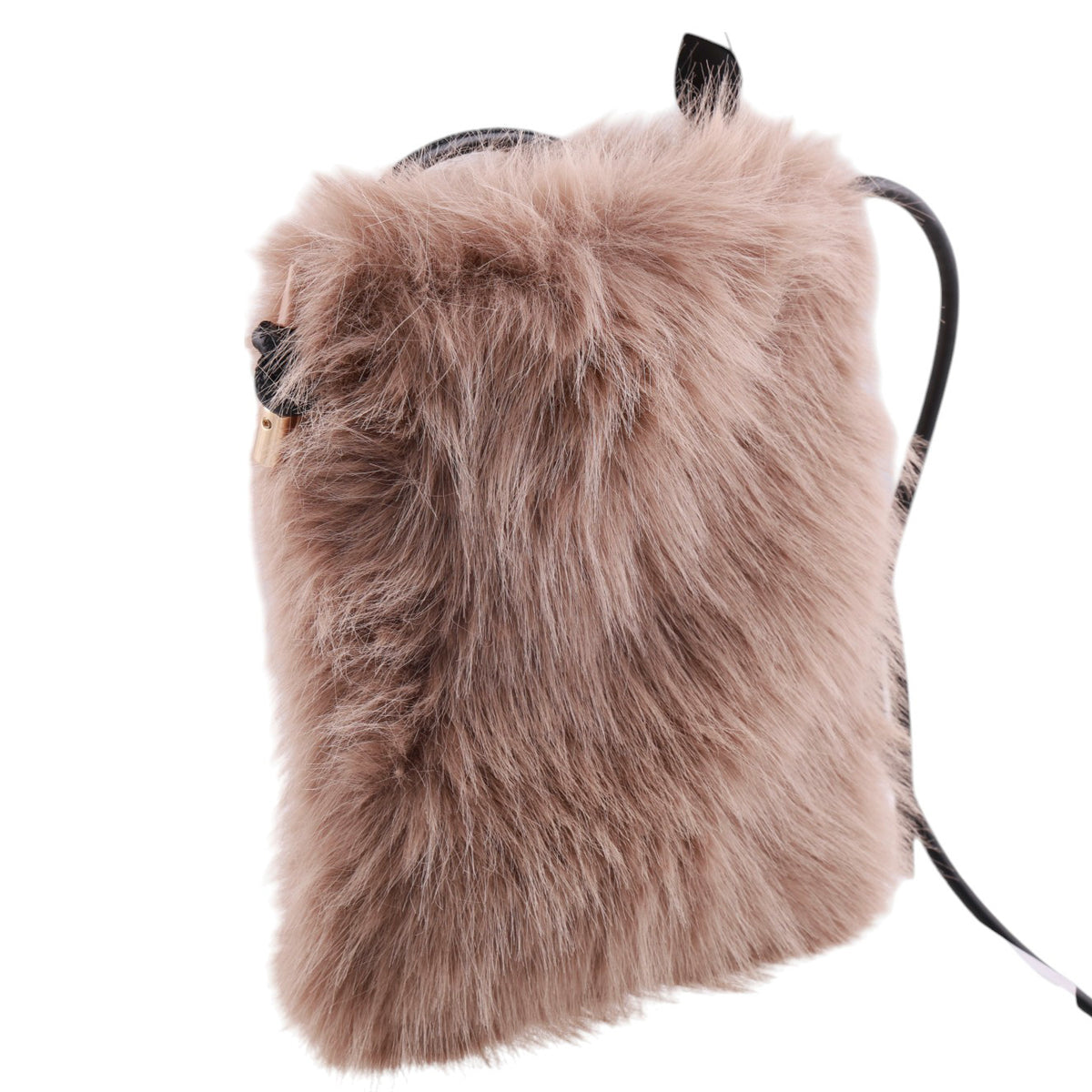 Borsa portacellulare in pelliccia con tracolla in vera pelle Made in Italy