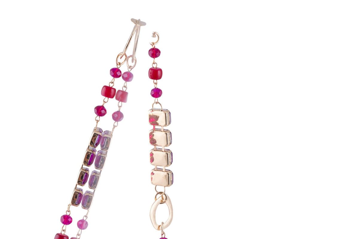 Collana fucsia e oro Made in Italy