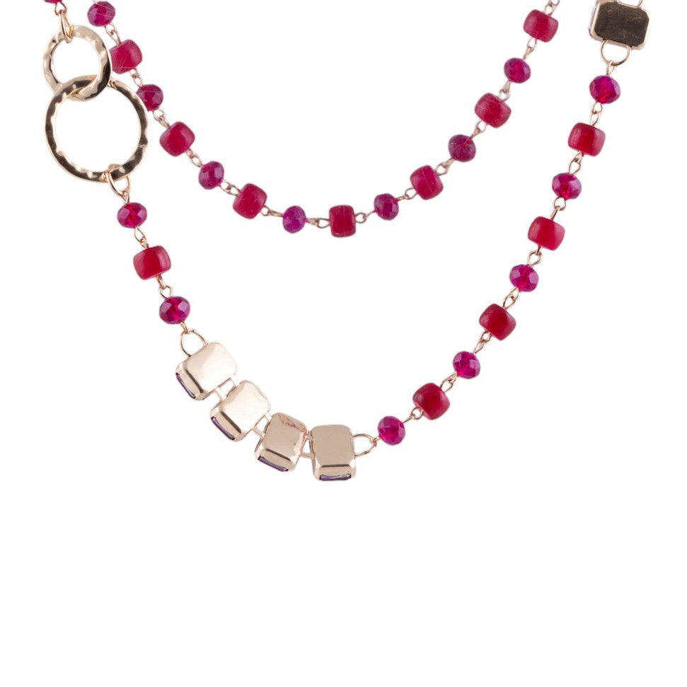 Collana fucsia e oro Made in Italy