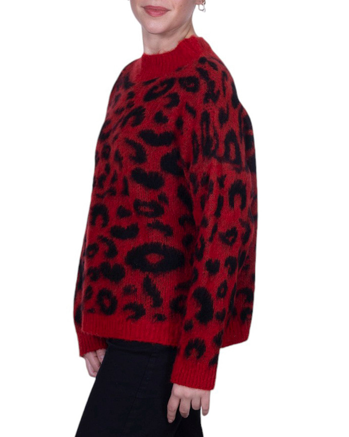 Maglia donna in misto lana con fantasia leopardata e vestibilità morbida