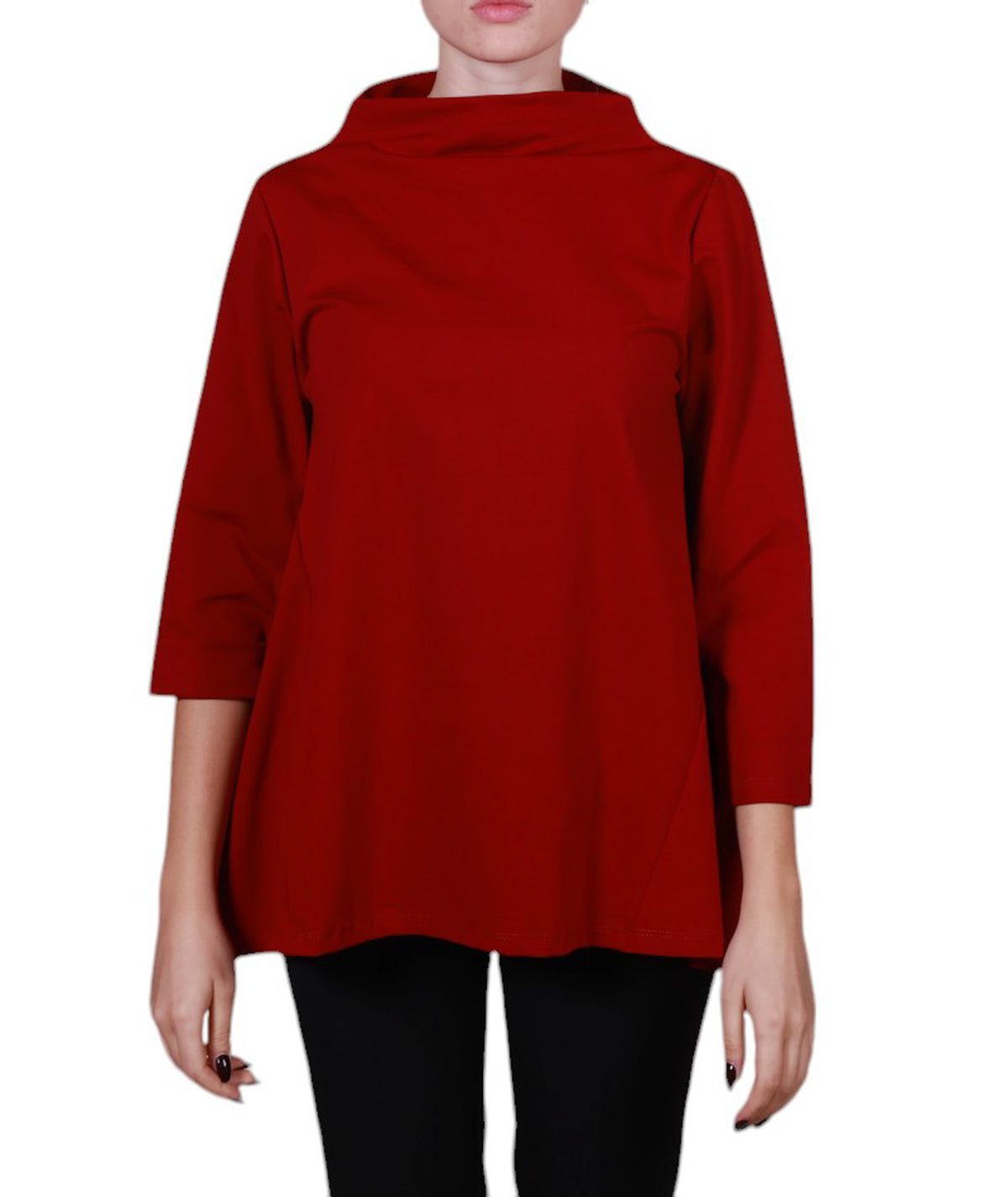 Blusa donna collo a barca, forma a trapezio punto Milano Made in Italy