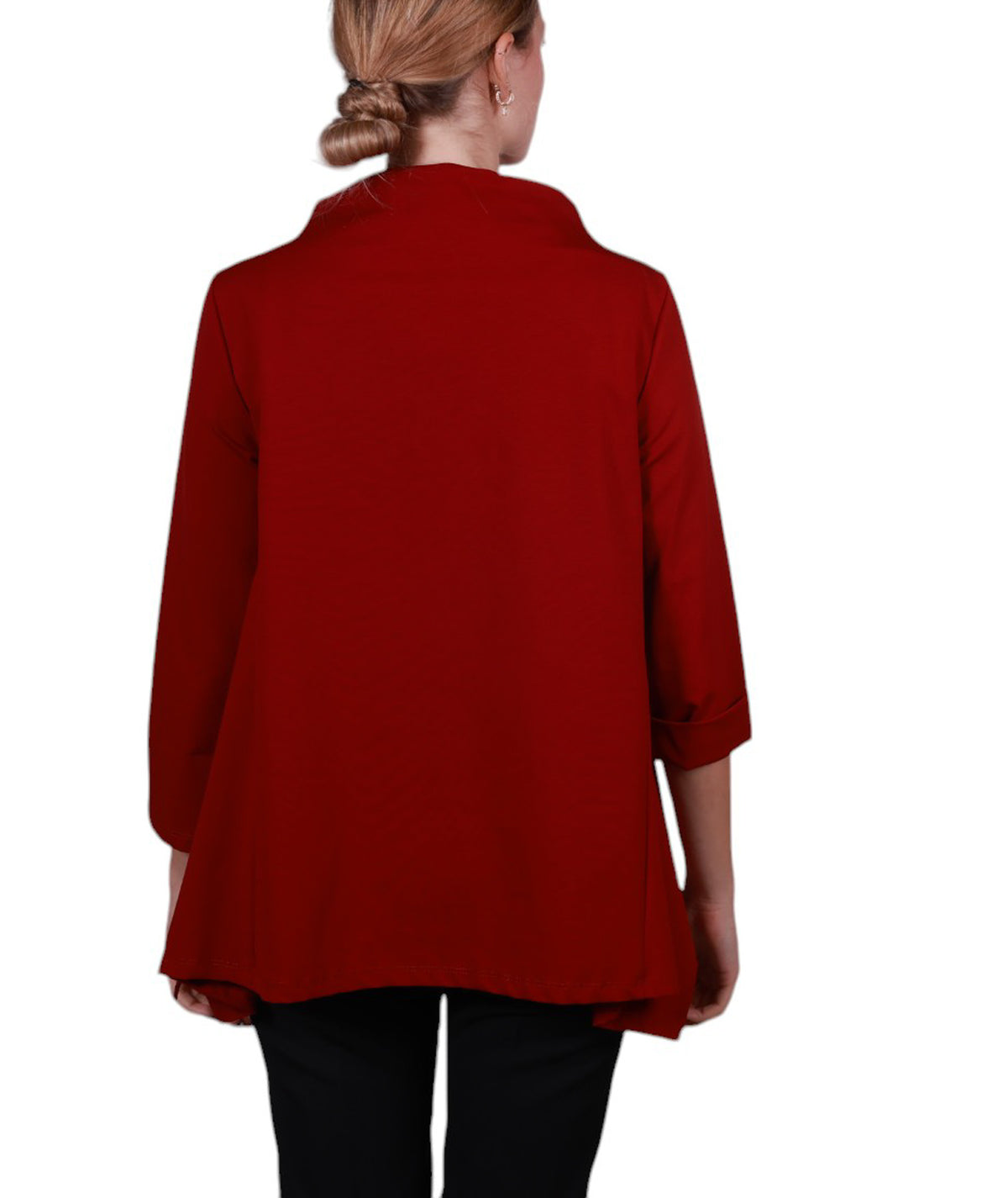 Blusa donna collo a barca, forma a trapezio punto Milano Made in Italy