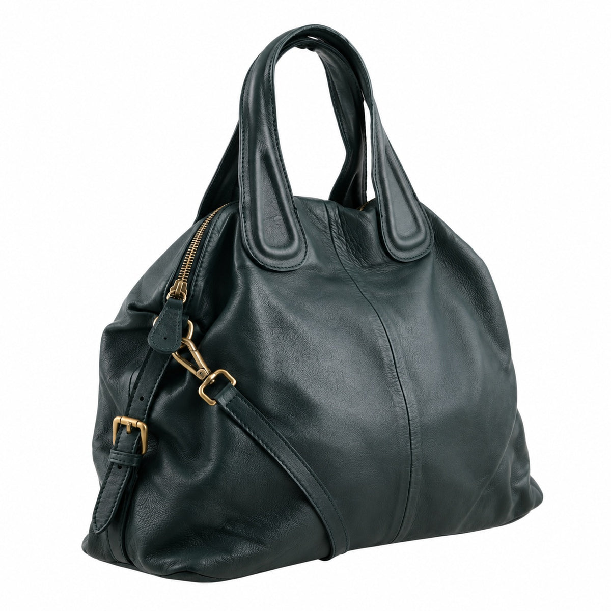 Borsa in Vera Pelle Morbida doppi manici con Tracolla regolabile Made in Italy