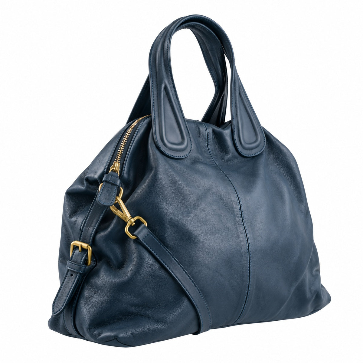 Borsa in Vera Pelle Morbida doppi manici con Tracolla regolabile Made in Italy