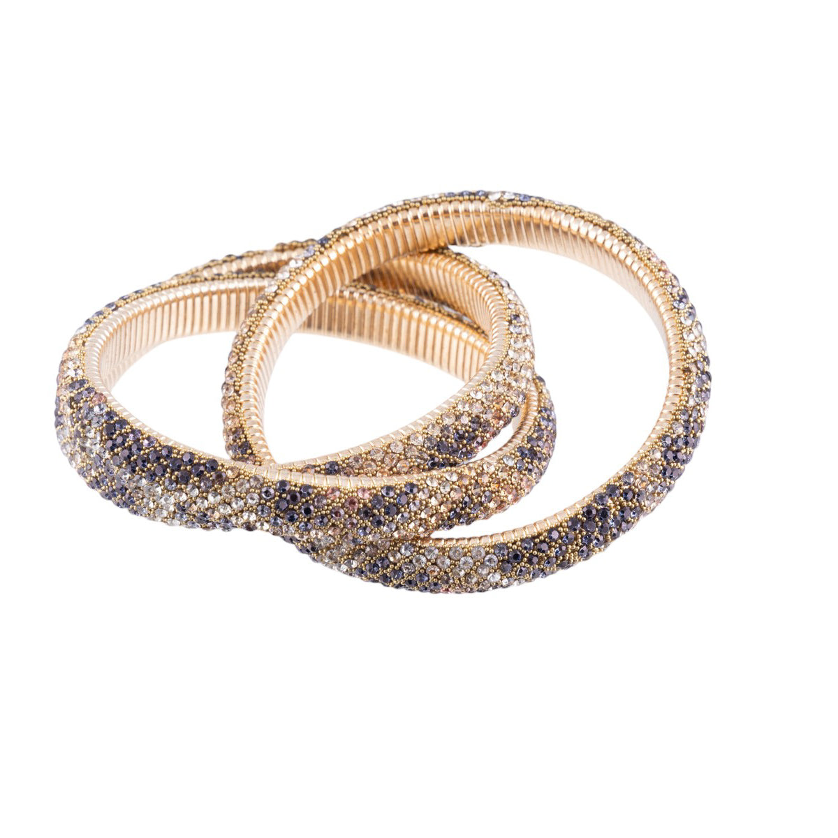 Bracciale semirigido effetto animalier con microstrass e finitura metallica