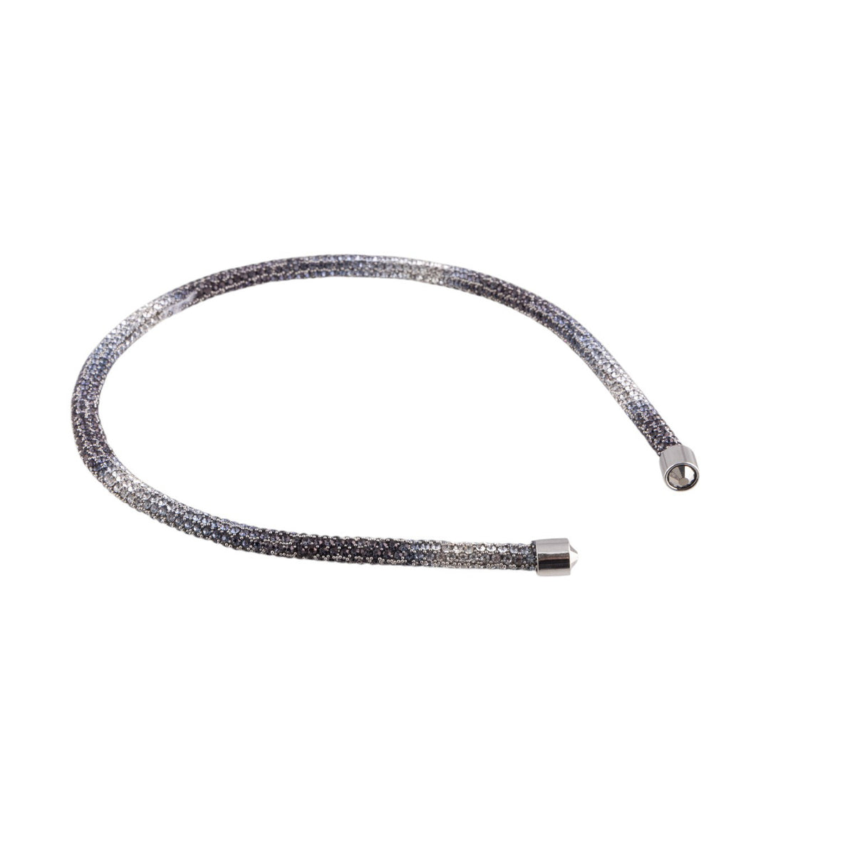 Cerchietto per capelli flessibile con microstrass e terminali metallici lucidi