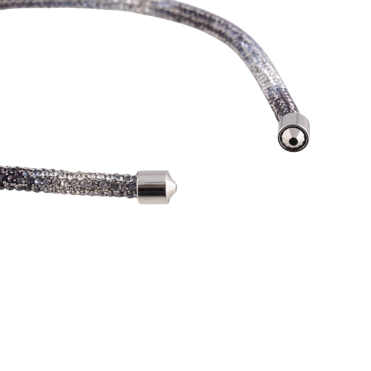 Cerchietto per capelli flessibile con microstrass e terminali metallici lucidi