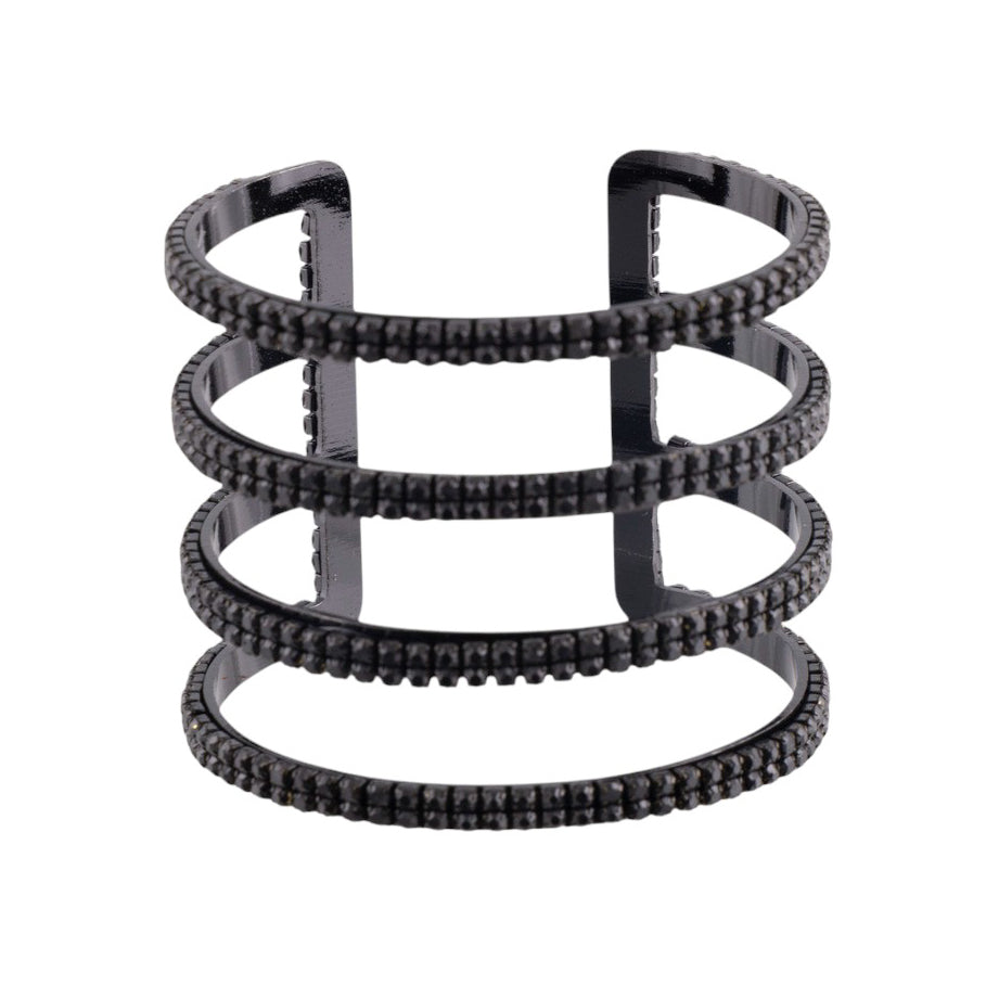 Bracciale rigido a fascia multipla con finitura pavé di microcristalli luminosi