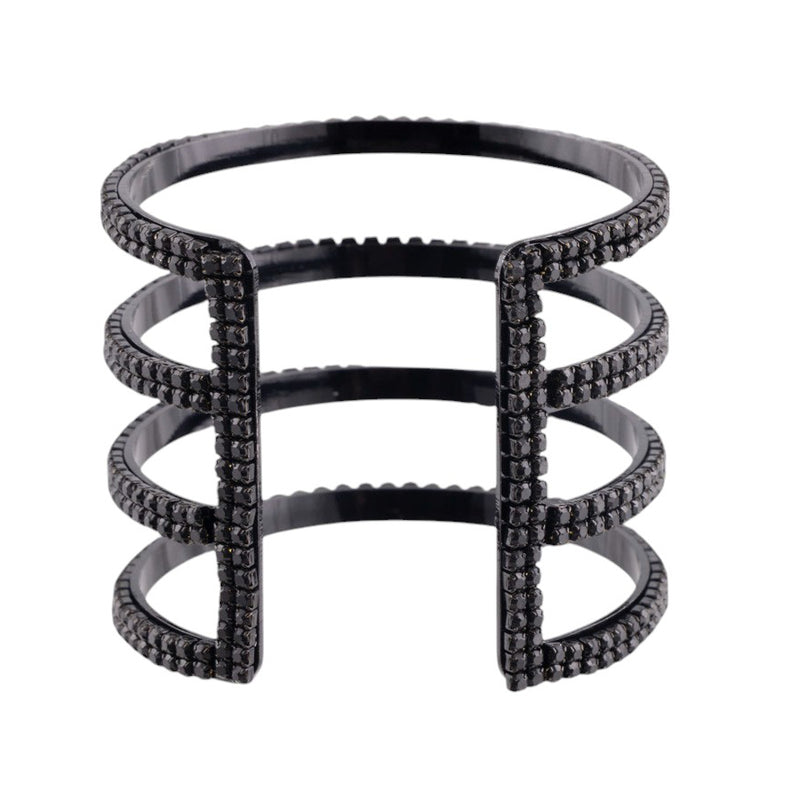 Bracciale rigido a fascia multipla con finitura pavé di microcristalli luminosi