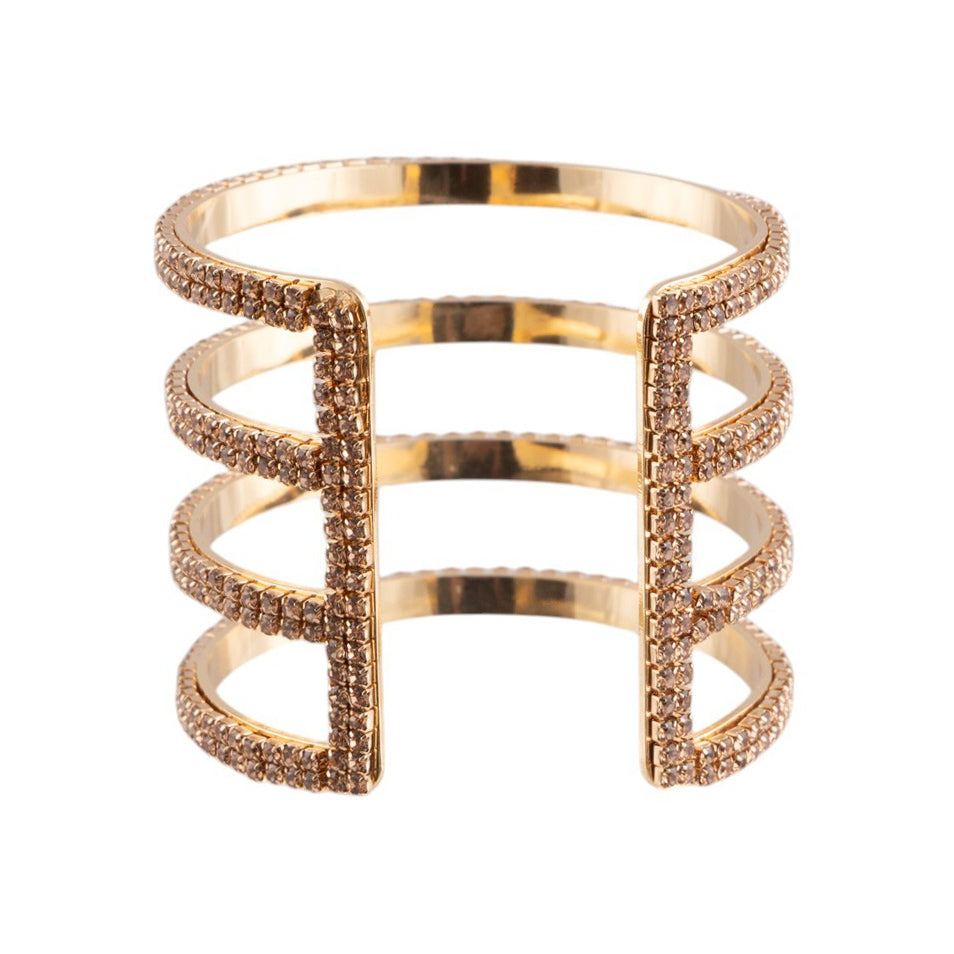 Bracciale rigido a fascia multipla con finitura pavé di microcristalli luminosi