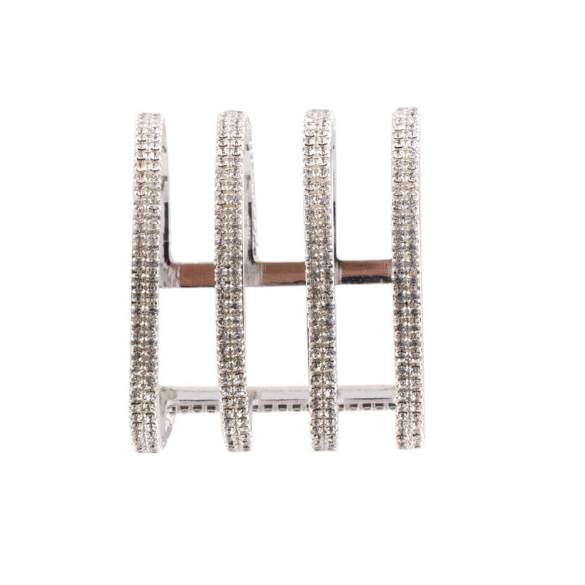 Bracciale rigido a fascia multipla con finitura pavé di microcristalli luminosi