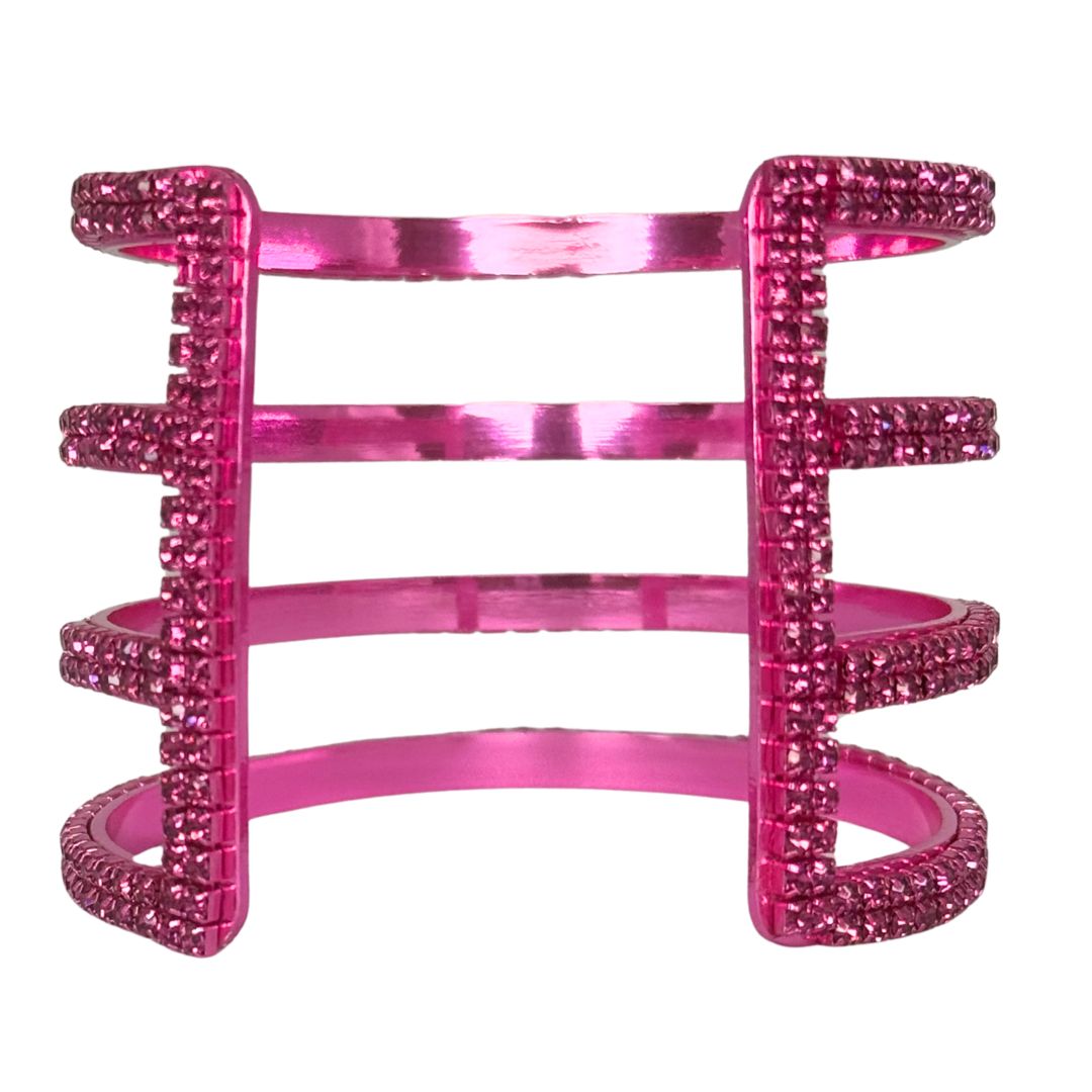Bracciale rigido a fascia multipla con finitura pavé di microcristalli luminosi