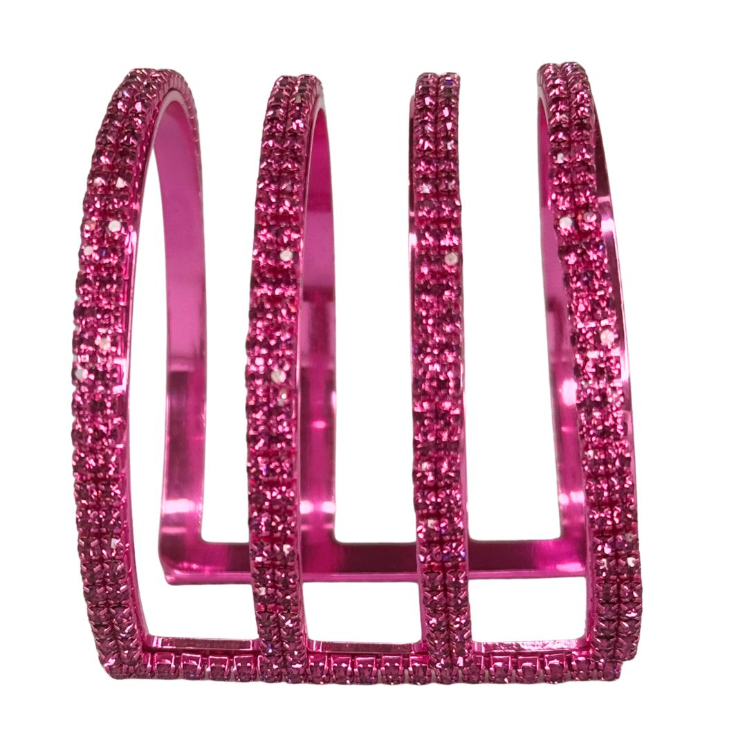 Bracciale rigido a fascia multipla con finitura pavé di microcristalli luminosi