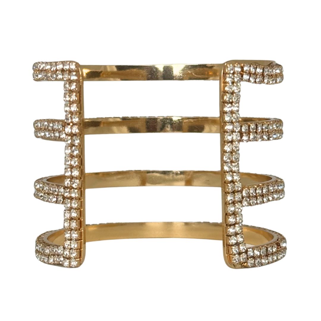 Bracciale rigido a fascia multipla con finitura pavé di microcristalli luminosi
