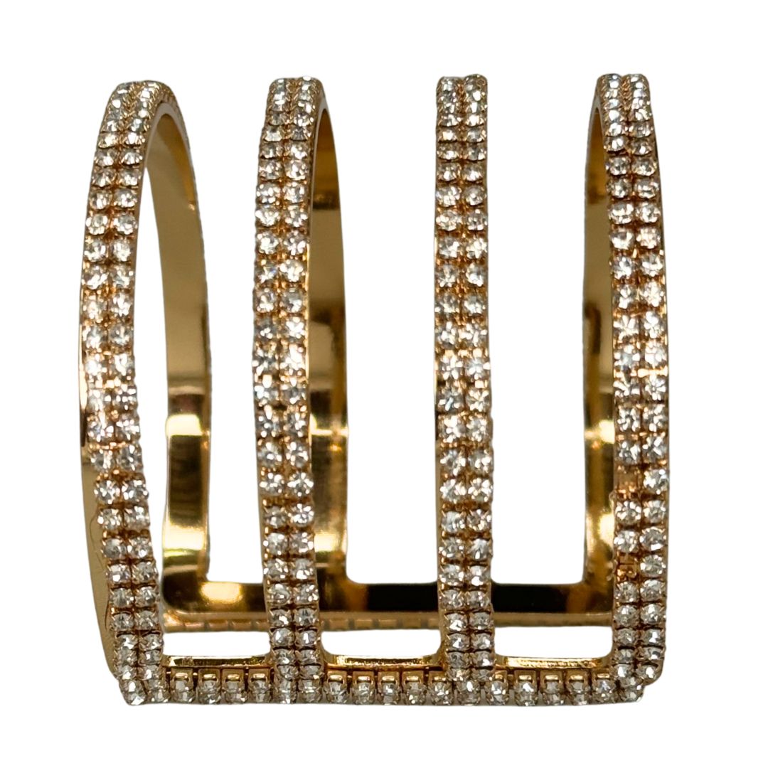 Bracciale rigido a fascia multipla con finitura pavé di microcristalli luminosi