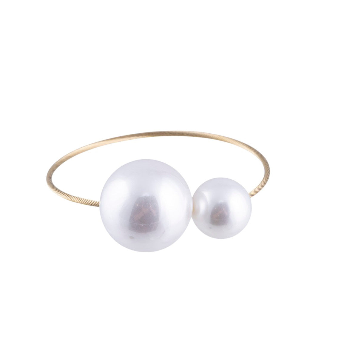 Bracciale a filo singolo rigido con maxi perle sintetiche effetto luminoso