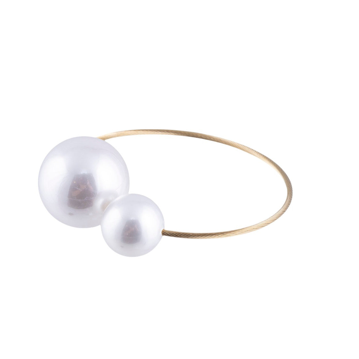 Bracciale a filo singolo rigido con maxi perle sintetiche effetto luminoso
