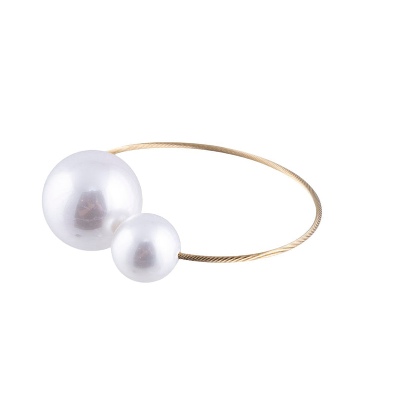 Bracciale a filo singolo rigido con maxi perle sintetiche effetto luminoso