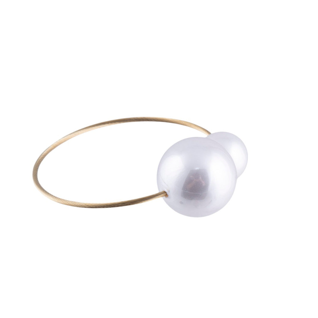 Bracciale a filo singolo rigido con maxi perle sintetiche effetto luminoso