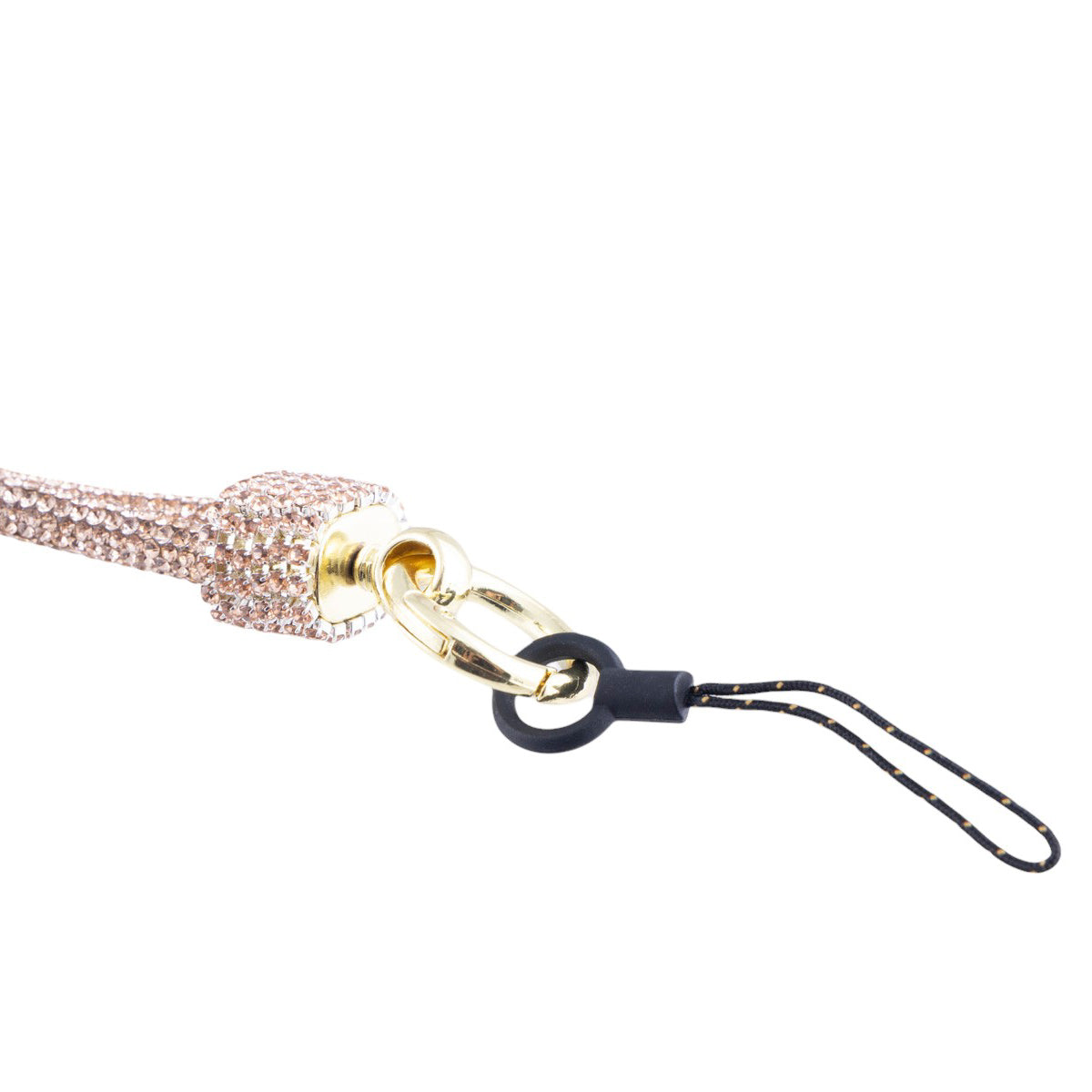 Cordoncino portacellulare in tessuto lurex intrecciato con moschettone metallico